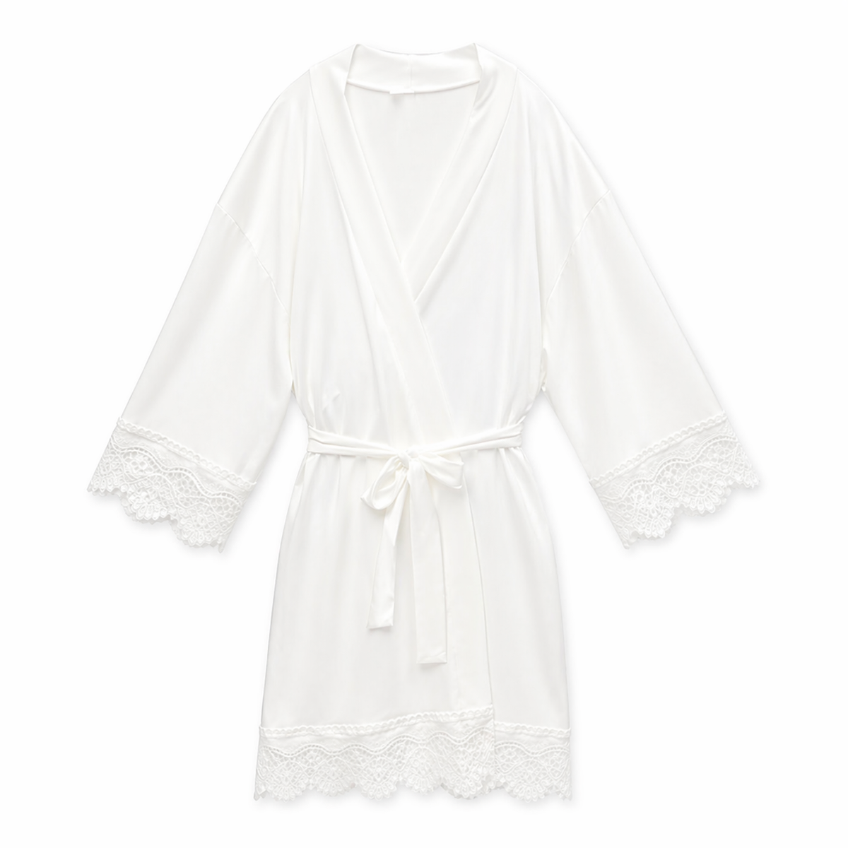Jersey Robe with Lace Trims