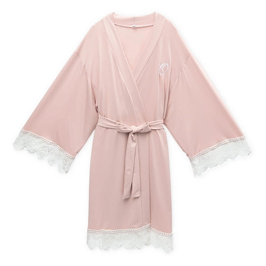 Jersey Robe with Lace Trims