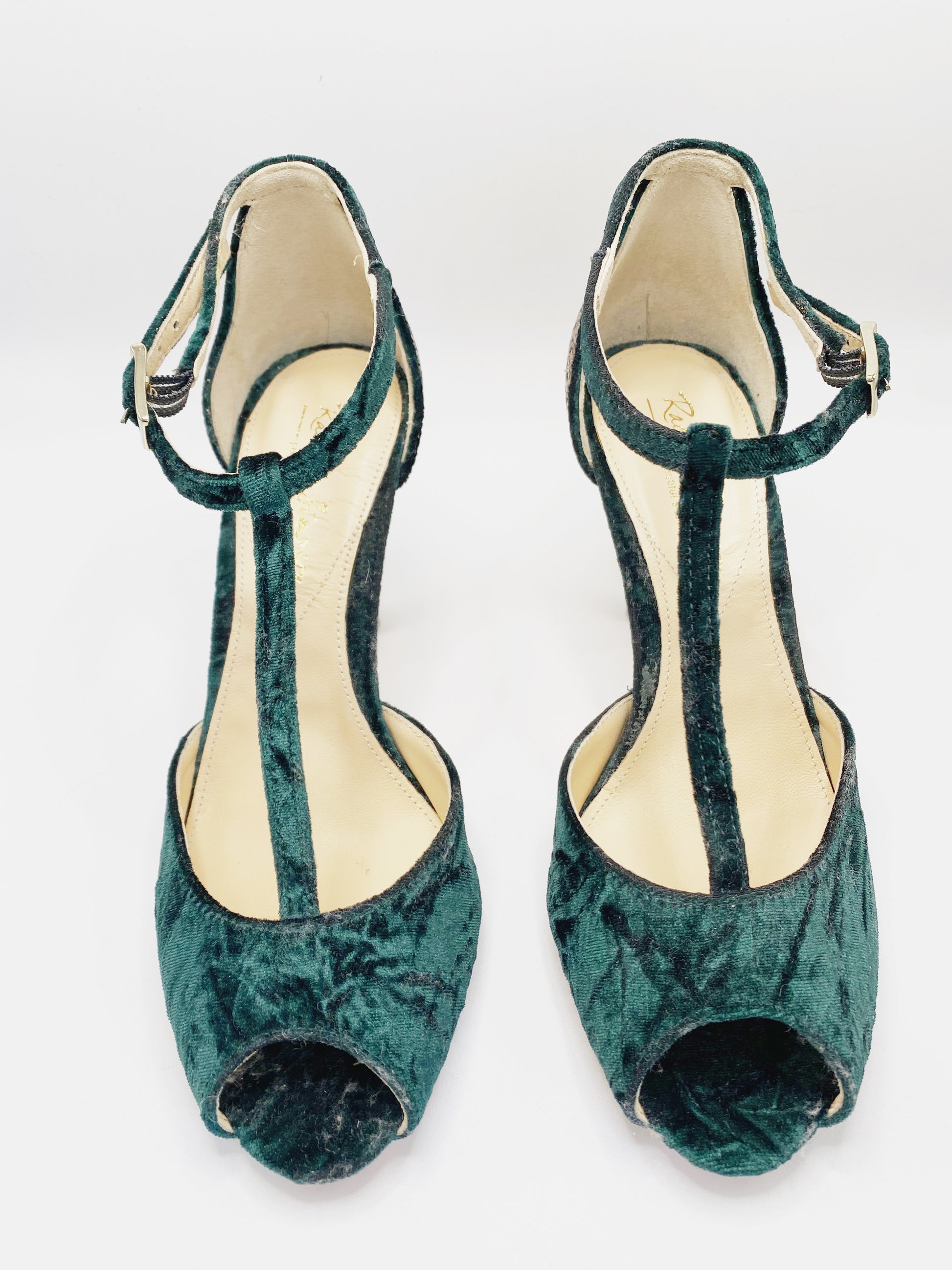 Wedding Shoes Green T Bar Heels Olivia Forest Green And Gold Knot